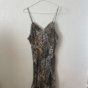 Vintage Frederick's of Hollywood Silk Slip Top/Mini Dress in Leopard